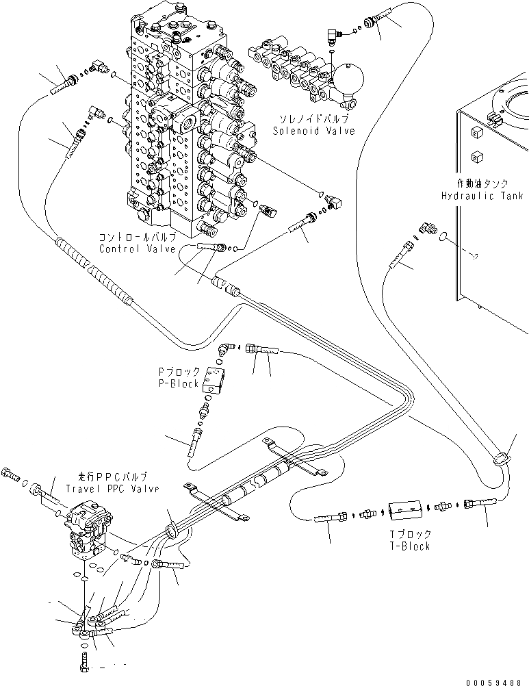 Схема запчастей Komatsu PC300-8 - КАБИНА (ПОЛ) (P.P.C.ТРУБЫ ДЛЯ ХОД КЛАПАН)(№-) КАБИНА ОПЕРАТОРА И СИСТЕМА УПРАВЛЕНИЯ