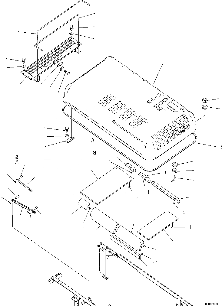 Схема запчастей Komatsu PC300-8 - КАПОТ(№-) ЧАСТИ КОРПУСА