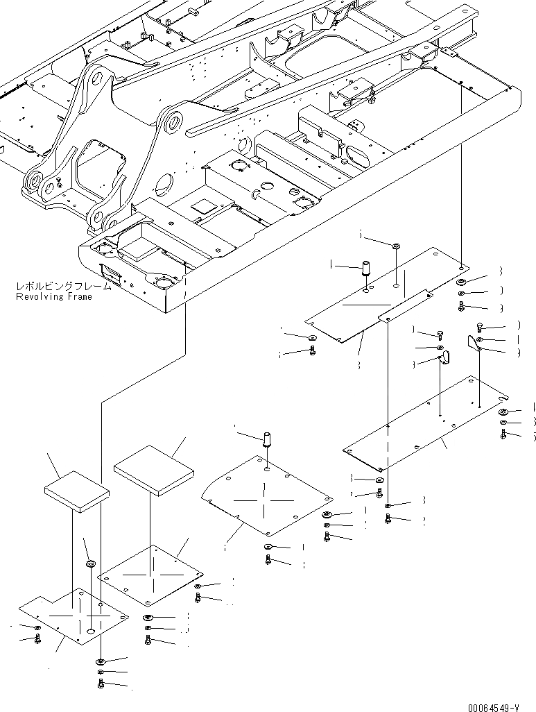 Схема запчастей Komatsu PC300-8 - НИЖН. КРЫШКА (ОСНОВНАЯ РАМА) (L.H)(№-) ЧАСТИ КОРПУСА