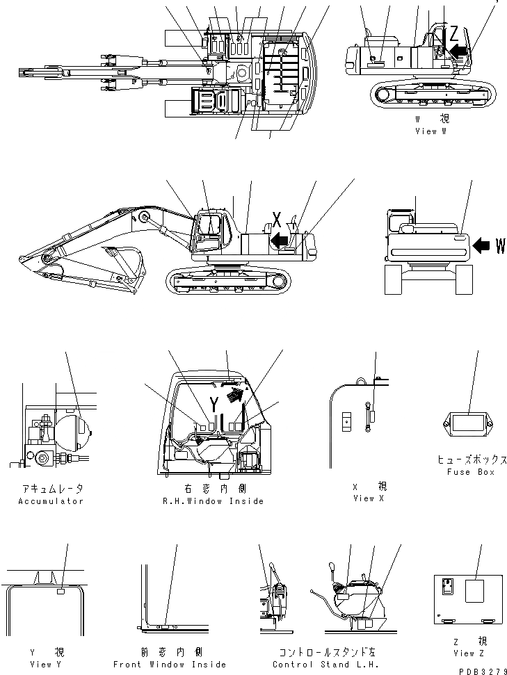 Схема запчастей Komatsu PC300LC-6Z - ТАБЛИЧКИ (ЯПОН.)(№9-) МАРКИРОВКА