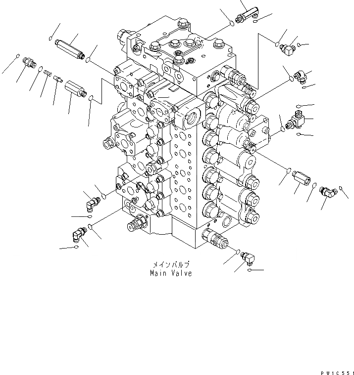Схема запчастей Komatsu PC300LC-7-BA - ОСНОВН. КЛАПАН (СОЕДИНИТЕЛЬН. ЧАСТИ) (/) ГИДРАВЛИКА