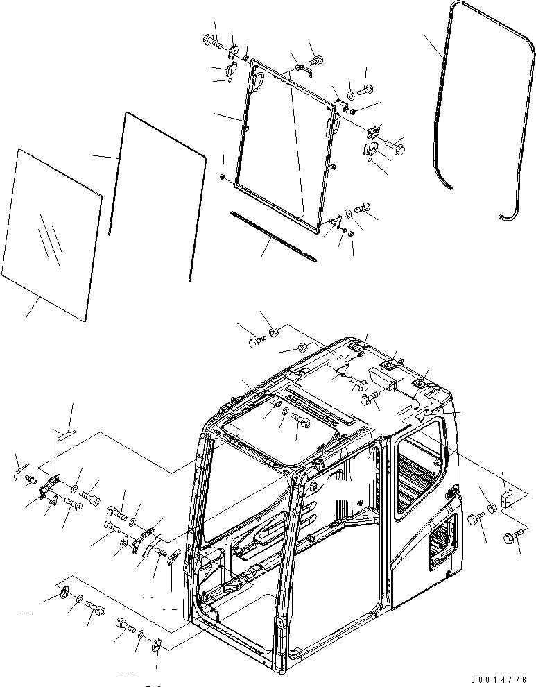 Схема запчастей Komatsu PC300LC-7-BA - КАБИНА (ПЕРЕДН. ОКНА)(№-8) КАБИНА ОПЕРАТОРА И СИСТЕМА УПРАВЛЕНИЯ