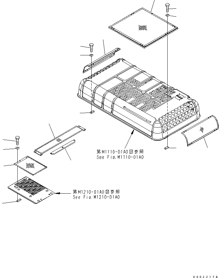 Схема запчастей Komatsu PC300LC-7-BA - КАПОТ (NET) ЧАСТИ КОРПУСА