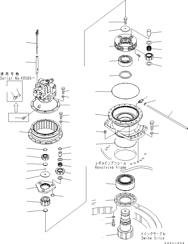 Схема запчастей Komatsu PC300LC-7-BA - МЕХАНИЗМ ПОВОРОТА(№7-) ПОВОРОТН. КРУГ И КОМПОНЕНТЫ