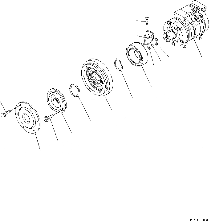 Схема запчастей Komatsu PC300LC-7-BA - КОМПРЕССОР В СБОРЕ (С КОНДИЦИОНЕРОМ) ОСНОВН. КОМПОНЕНТЫ И РЕМКОМПЛЕКТЫ