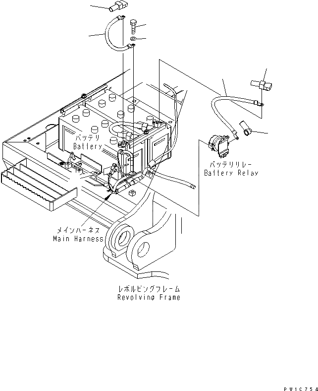 Схема запчастей Komatsu PC300LC-7 - ПРОВОДКА (АККУМУЛЯТОРН. ОТСЕК)(№-) ЭЛЕКТРИКА