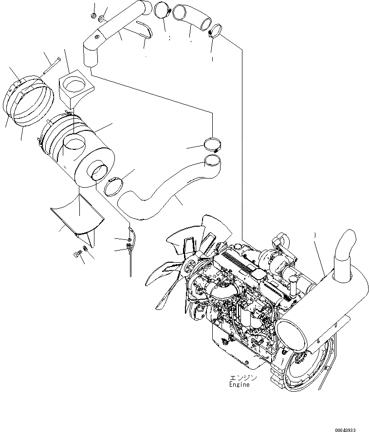 Схема запчастей Komatsu PC300LC-7E0 - СОЕДИНЕНИЯ ВОЗДУХООЧИСТИТЕЛЯ(С ПРЕФИЛЬТР) КОМПОНЕНТЫ ДВИГАТЕЛЯ