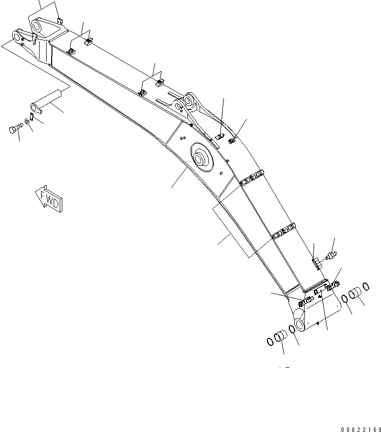 Схема запчастей Komatsu PC300LC-7E0 - СТРЕЛА (СТРЕЛА И ВЕРХН. ПАЛЕЦ) ( ЧАС. СИСТ. СМАЗКИ ТИП) РАБОЧЕЕ ОБОРУДОВАНИЕ