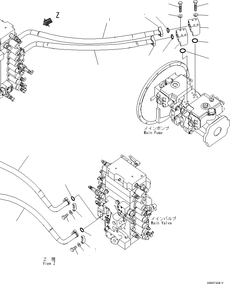 Схема запчастей Komatsu PC300LC-8 - ЛИНИЯ ПОДАЧИ(№-) ГИДРАВЛИКА