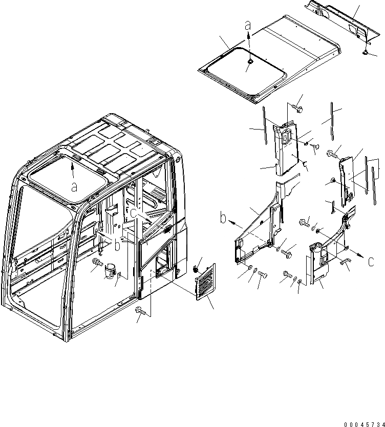 Схема запчастей Komatsu PC300LC-8 - КАБИНА (КРЫША КРЫШКАAND ВПУСК ВОЗДУХА) (ДЛЯ АНТИВАНДАЛЬН. ЗАЩИТА)(№-) КАБИНА ОПЕРАТОРА И СИСТЕМА УПРАВЛЕНИЯ