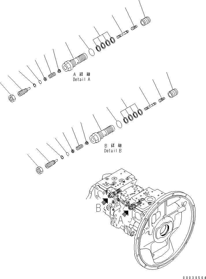 Схема запчастей Komatsu PC300LC-8 - ОСНОВН. НАСОС (/)(№-) ОСНОВН. КОМПОНЕНТЫ И РЕМКОМПЛЕКТЫ
