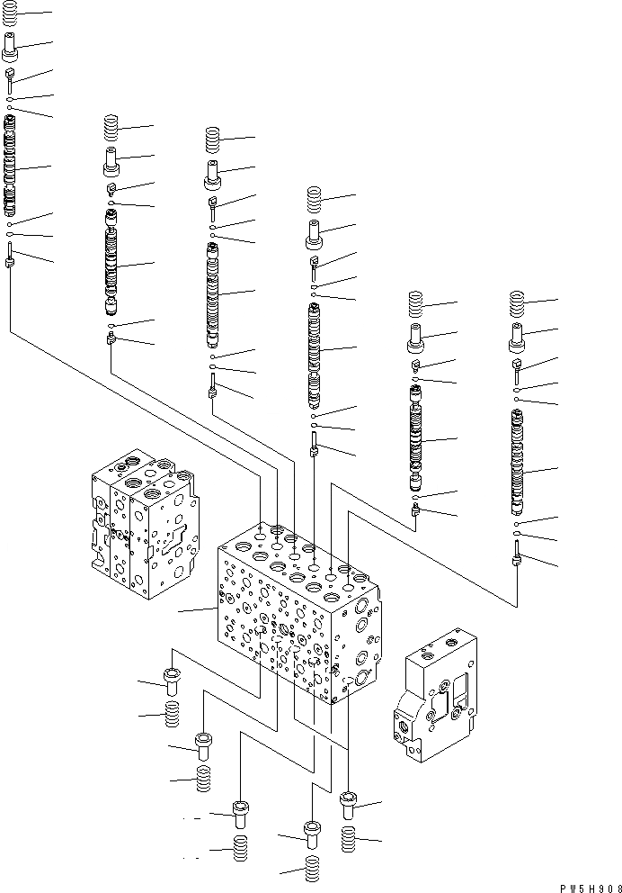 Схема запчастей Komatsu PC300LC-8 - ОСНОВН. КЛАПАН (-АКТУАТОР) (/)(№-) ОСНОВН. КОМПОНЕНТЫ И РЕМКОМПЛЕКТЫ