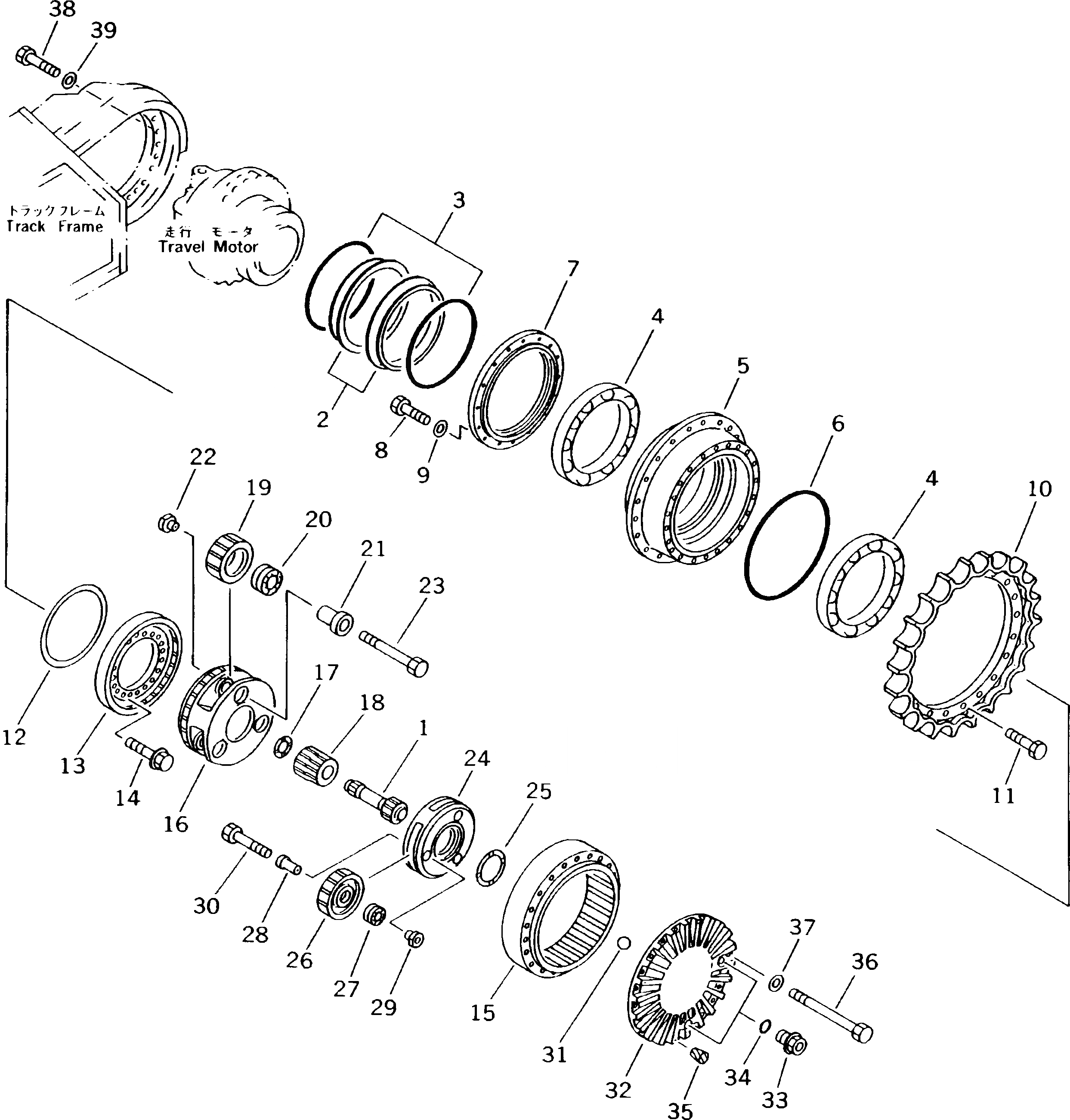 Схема запчастей Komatsu PC300LC-5K - КОНЕЧНАЯ ПЕРЕДАЧА И ЗВЕЗДОЧКА ХОДОВАЯ