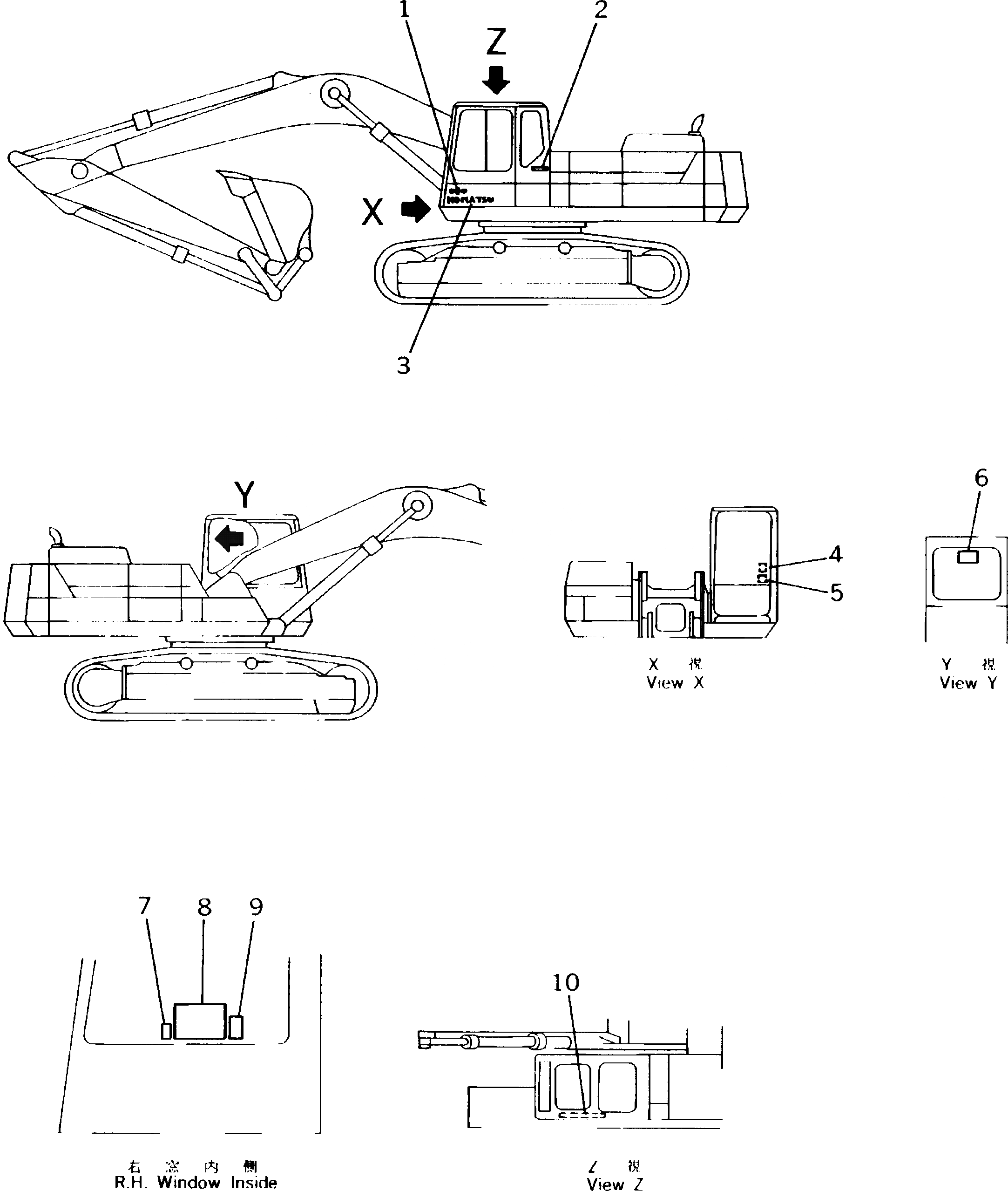 Схема запчастей Komatsu PC300LC-5K - МАРКИРОВКА (КАБИНА ) (АНГЛ.)(№K-K) МАРКИРОВКА¤ ИНСТРУМЕНТ И РЕМКОМПЛЕКТЫ