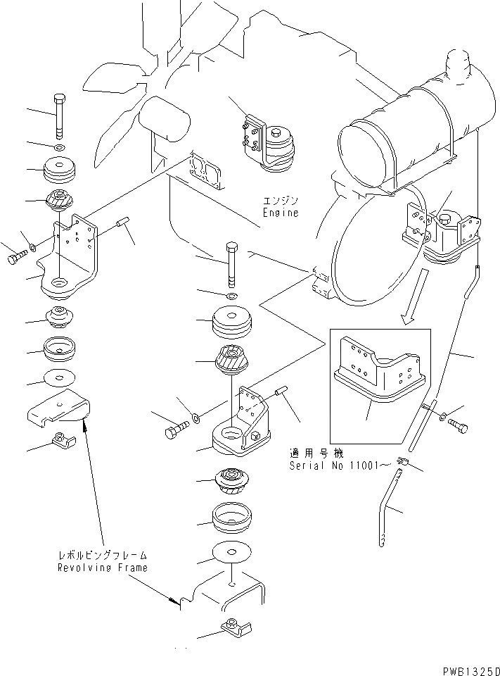 Схема запчастей Komatsu PC300SC-6 - КРЕПЛЕНИЕ ДВИГАТЕЛЯ(№-) КОМПОНЕНТЫ ДВИГАТЕЛЯ