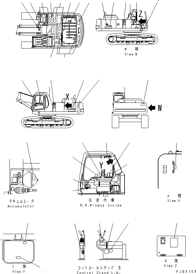 Схема запчастей Komatsu PC300SC-6 - ТАБЛИЧКИ (ЯПОН.)(№-) МАРКИРОВКА