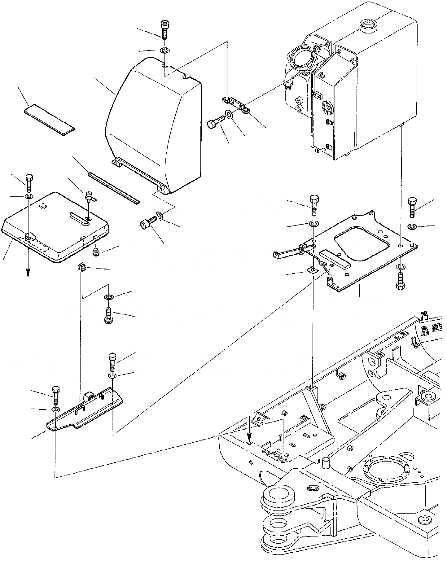 Схема запчастей Komatsu PC30-7 - КРЫШКА АККУМУЛЯТОРА И БАК COVER ЧАСТИ КОРПУСА И КАБИНА