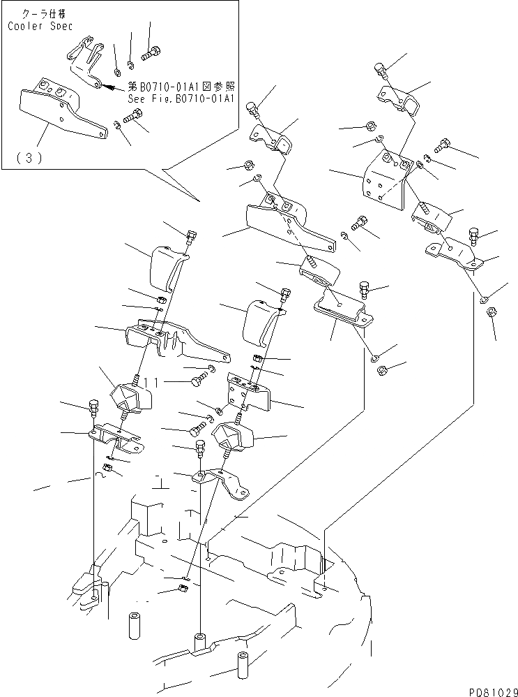 Схема запчастей Komatsu PC30FR-2 - КРЕПЛЕНИЕ ДВИГАТЕЛЯ КОМПОНЕНТЫ ДВИГАТЕЛЯ