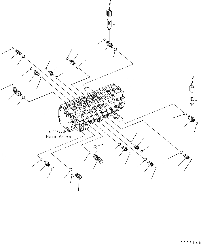 Схема запчастей Komatsu PC30MR-3 - ОСНОВН. КЛАПАН (СОЕДИНИТЕЛЬН. ЧАСТИ) (/) (С СИГНАЛ ХОДА) ГИДРАВЛИКА