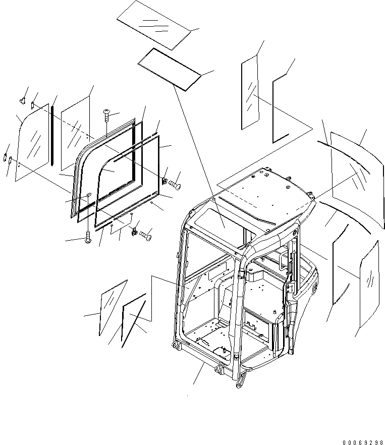 Схема запчастей Komatsu PC30MR-3 - КАБИНА (/8) (ОКНА) КАБИНА ОПЕРАТОРА И СИСТЕМА УПРАВЛЕНИЯ