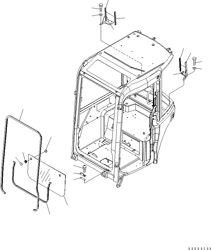 Схема запчастей Komatsu PC30MR-3 - КАБИНА (/8) (ПЕРЕДН. НИЖН. СТЕКЛА) КАБИНА ОПЕРАТОРА И СИСТЕМА УПРАВЛЕНИЯ