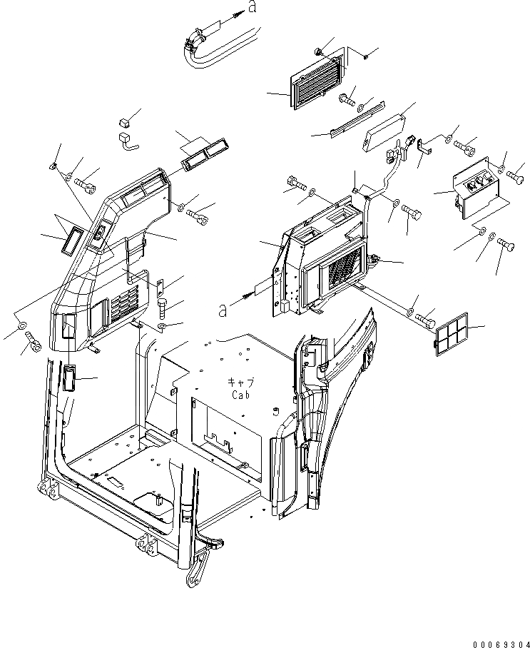 Схема запчастей Komatsu PC30MR-3 - КАБИНА (КРЕПЛЕНИЕ ОБОГРЕВАТЕЛЯ) КАБИНА ОПЕРАТОРА И СИСТЕМА УПРАВЛЕНИЯ
