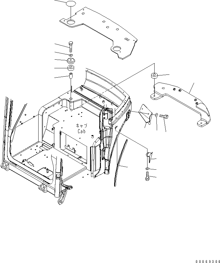 Схема запчастей Komatsu PC30MR-3 - КАБИНА (ЭЛЕМЕНТЫ КРЕПЛЕНИЯ) КАБИНА ОПЕРАТОРА И СИСТЕМА УПРАВЛЕНИЯ