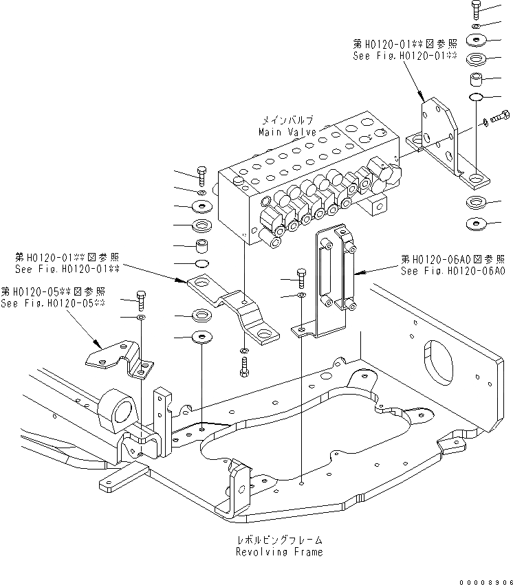 Схема запчастей Komatsu PC30MR-2 - ОСНОВН. КЛАПАН (ЭЛЕМЕНТЫ КРЕПЛЕНИЯ) ГИДРАВЛИКА