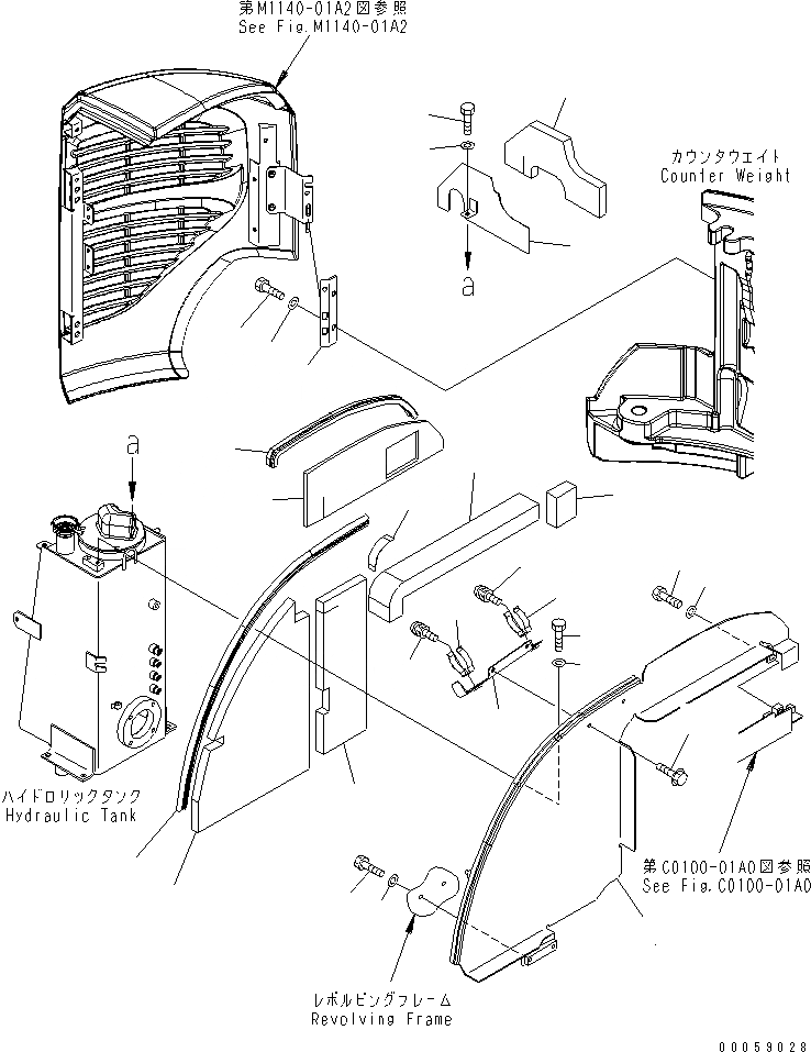 Схема запчастей Komatsu PC30MR-2 - ПРАВ. КРЫШКА(/) (НАВЕС) (КРОМЕ ЯПОН.) ЧАСТИ КОРПУСА