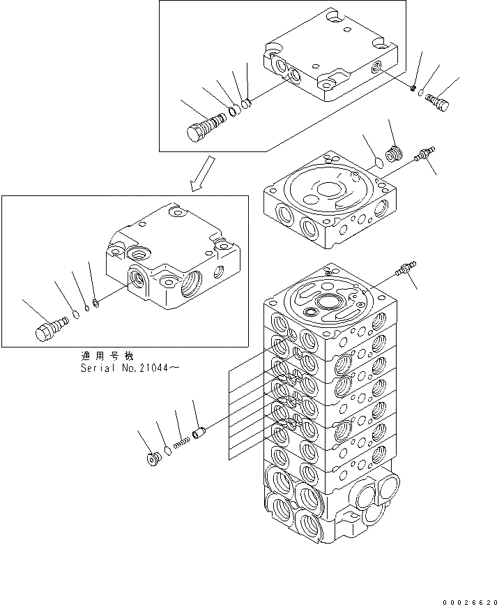 Схема запчастей Komatsu PC30MR-2 - ОСНОВН. КЛАПАН (8-КЛАПАН) (7/) ОСНОВН. КОМПОНЕНТЫ И РЕМКОМПЛЕКТЫ