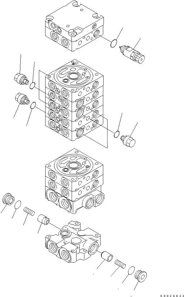 Схема запчастей Komatsu PC30MR-2 - ОСНОВН. КЛАПАН (8-КЛАПАН) (/) ОСНОВН. КОМПОНЕНТЫ И РЕМКОМПЛЕКТЫ