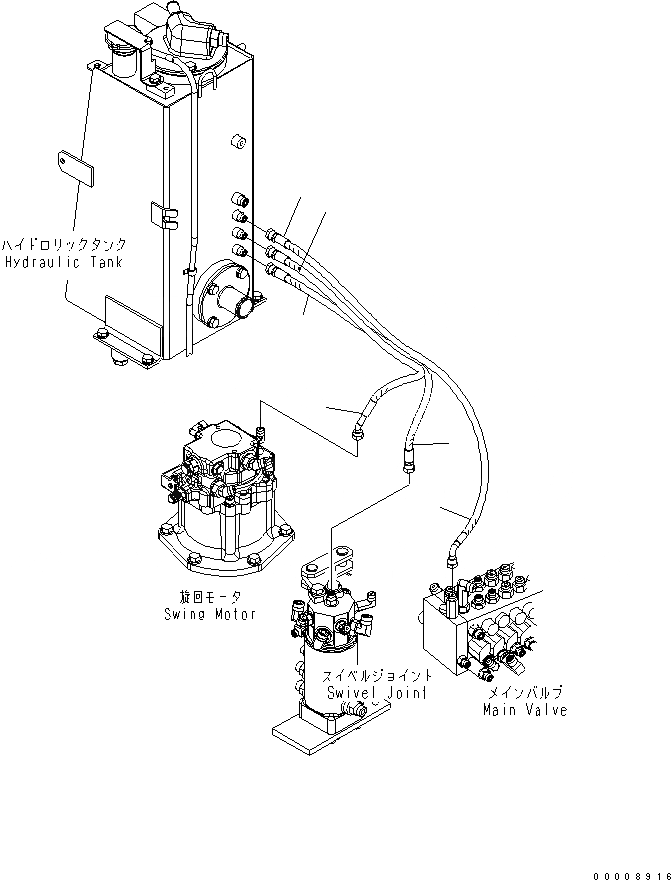 Схема запчастей Komatsu PC30MR-2-A - ВОЗВРАТН. ЛИНИЯ ГИДРАВЛИКА