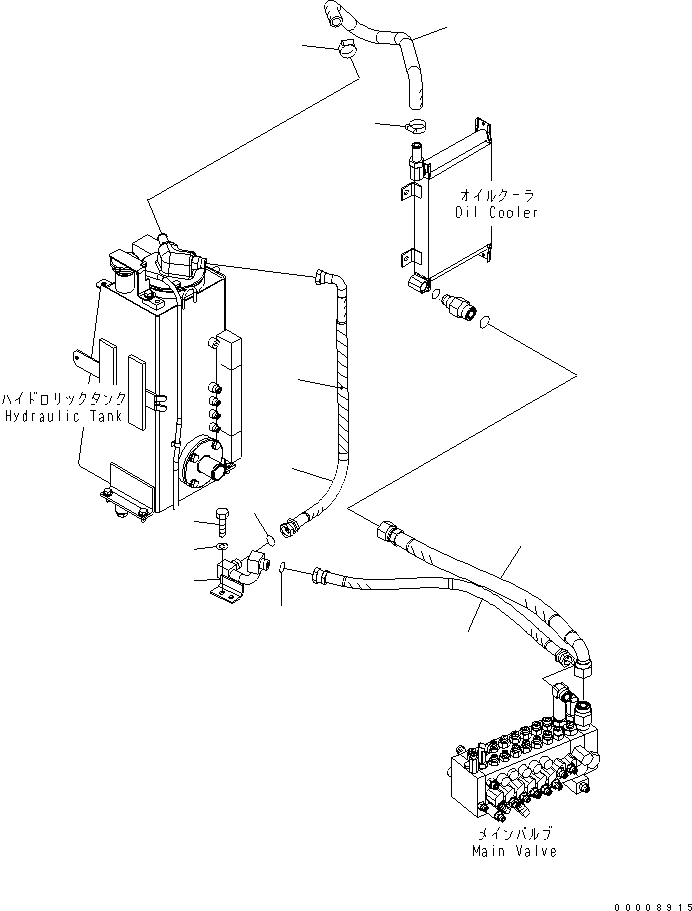 Схема запчастей Komatsu PC30MR-2 - ВОЗВРАТ. ЛИНИЯ ГИДРАВЛИКА