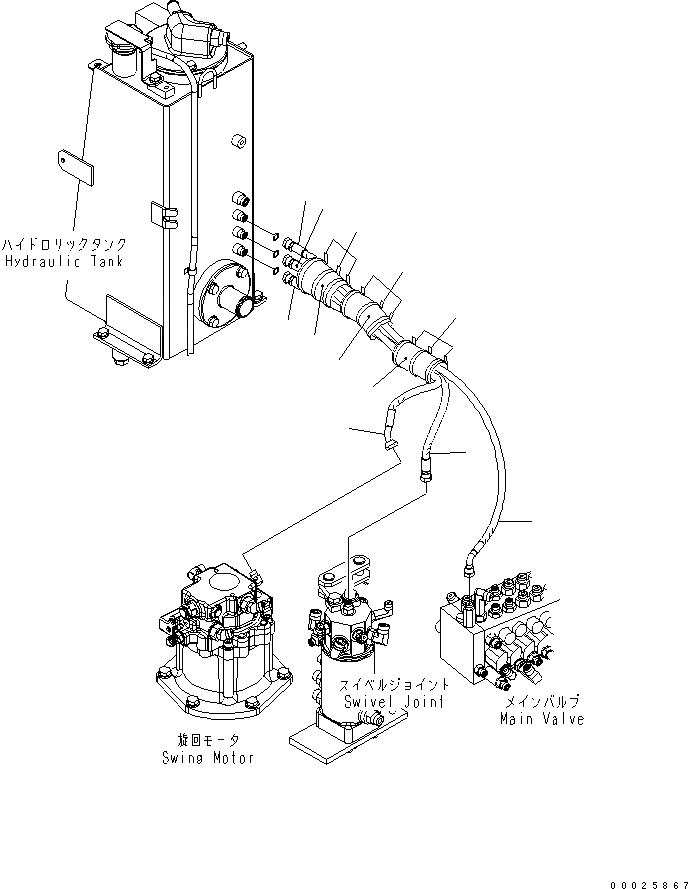 Схема запчастей Komatsu PC30MR-2 - ВОЗВРАТН. ЛИНИЯ ГИДРАВЛИКА