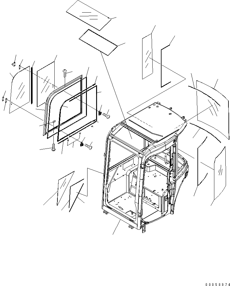 Схема запчастей Komatsu PC30MR-2 - КАБИНА (/8) (ОКНА) КАБИНА ОПЕРАТОРА И СИСТЕМА УПРАВЛЕНИЯ