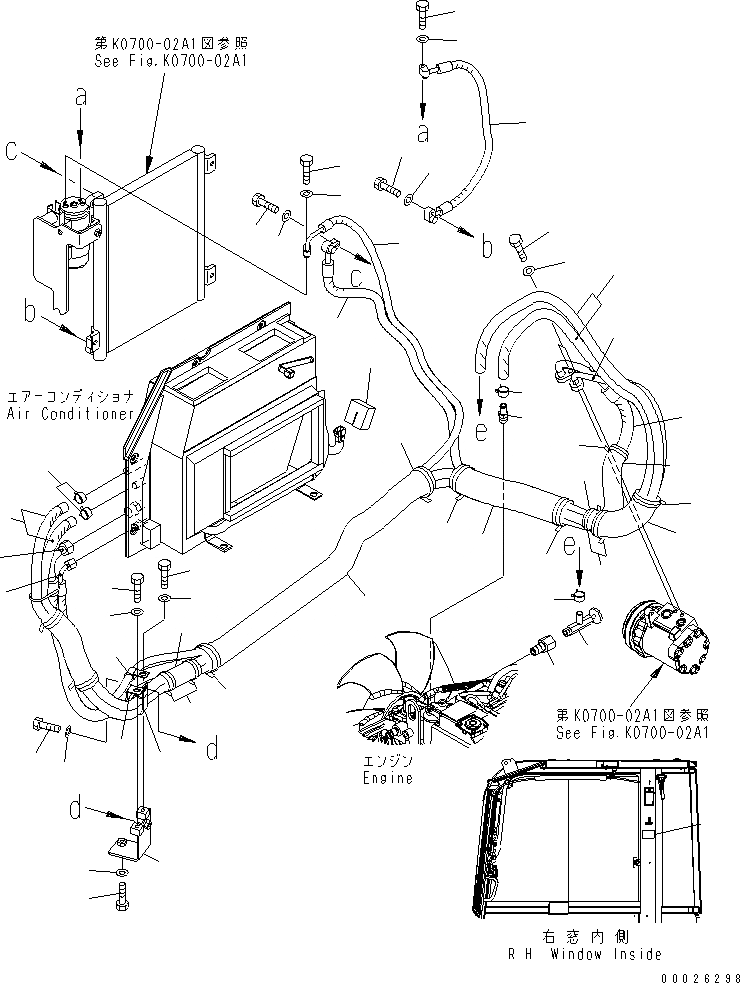 Схема запчастей Komatsu PC30MR-2 - КОНДИЦ. ВОЗДУХА (ТРУБЫ) (КАБИНА) КАБИНА ОПЕРАТОРА И СИСТЕМА УПРАВЛЕНИЯ