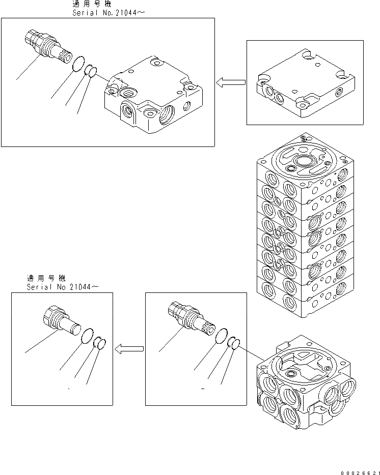 Схема запчастей Komatsu PC30MR-2 - ОСНОВН. КЛАПАН (8-КЛАПАН) (9/) ОСНОВН. КОМПОНЕНТЫ И РЕМКОМПЛЕКТЫ