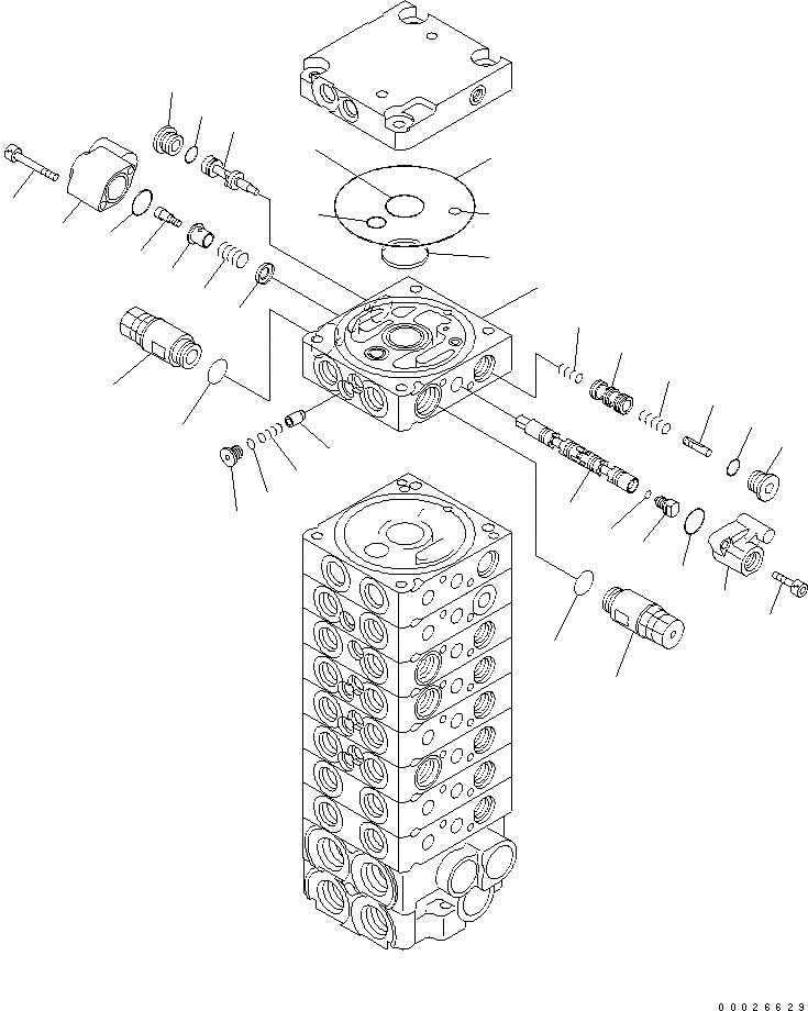 Схема запчастей Komatsu PC30MR-2 - ОСНОВН. КЛАПАН (9-КЛАПАН) (/) (ДЛЯ РУКОЯТИ UP) ОСНОВН. КОМПОНЕНТЫ И РЕМКОМПЛЕКТЫ