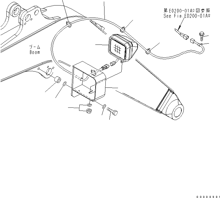 Схема запчастей Komatsu PC30MR-2-B - СТРЕЛА (ЛАМПА РАБОЧ. ОСВЕЩЕНИЯ) (ДЛЯ ЯПОН.) РАБОЧЕЕ ОБОРУДОВАНИЕ