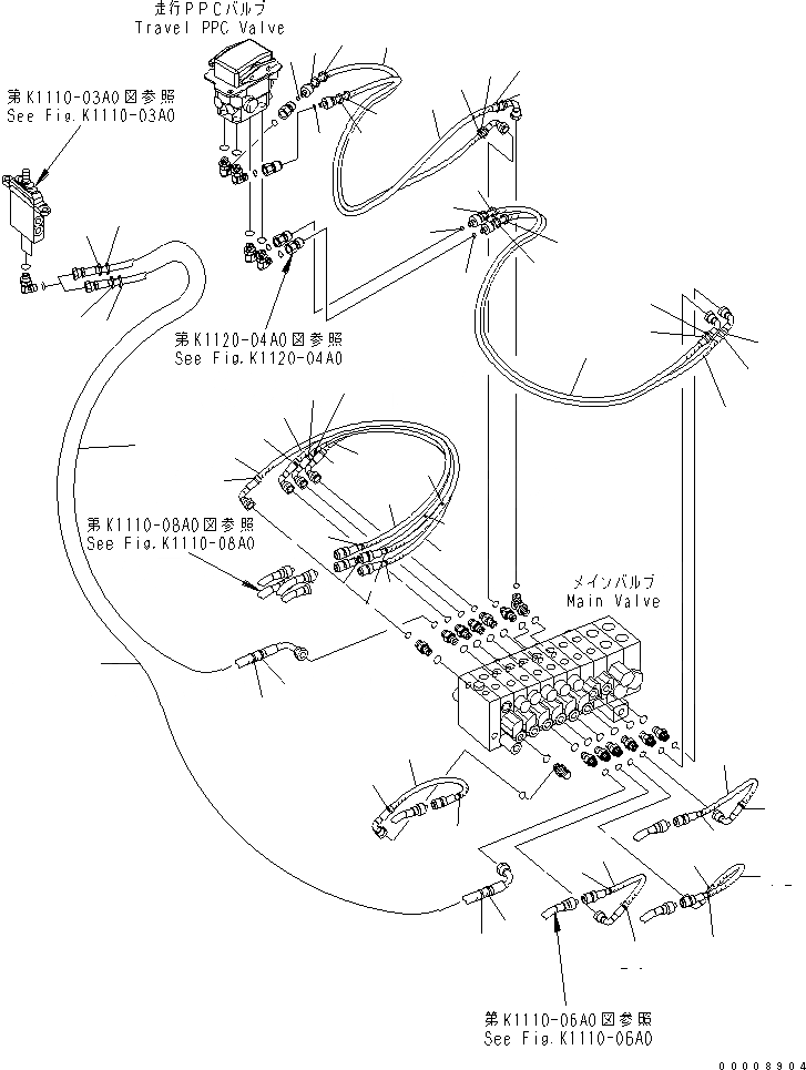 Схема запчастей Komatsu PC30MR-2-C - ОСНОВН. КЛАПАН (PPC ЛИНИЯ) (НАВЕС) ГИДРАВЛИКА