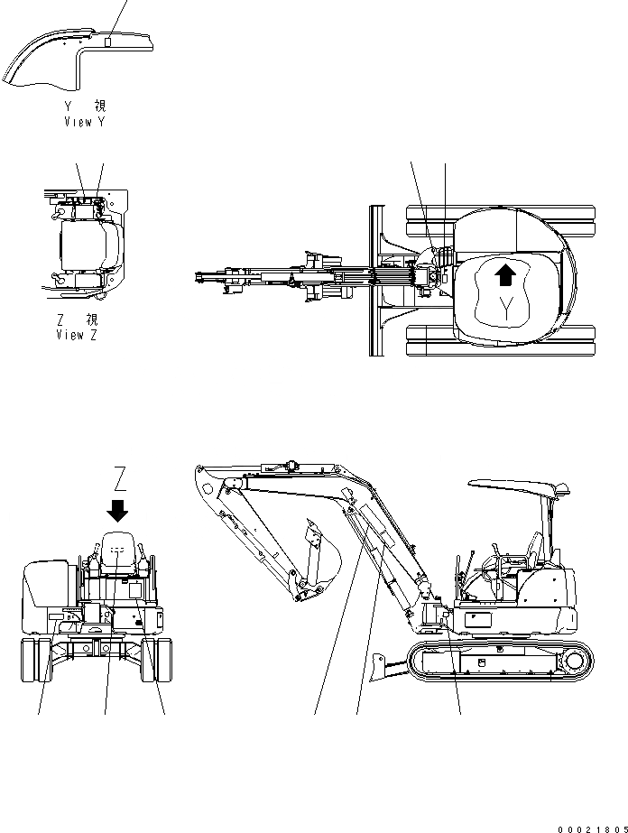 Схема запчастей Komatsu PC30MR-2-C - РУКОЯТЬ CRANE (МАРКИРОВКА) (НАВЕС) СПЕЦ. ОПЦИИ