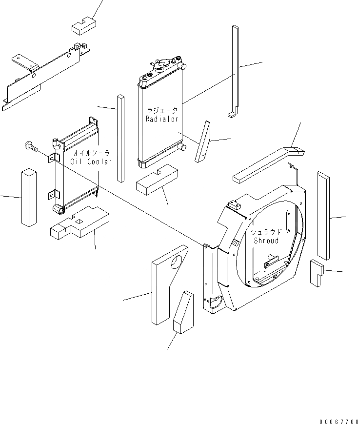 Схема запчастей Komatsu PC30MR-3 - ОХЛАЖД-Е (ЩИТКИ РАДИАТОРА)(№-) СИСТЕМА ОХЛАЖДЕНИЯ