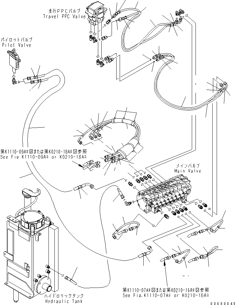Схема запчастей Komatsu PC30MR-3 - ОСНОВН. КЛАПАН (PPC ЛИНИЯ)(№-) ГИДРАВЛИКА