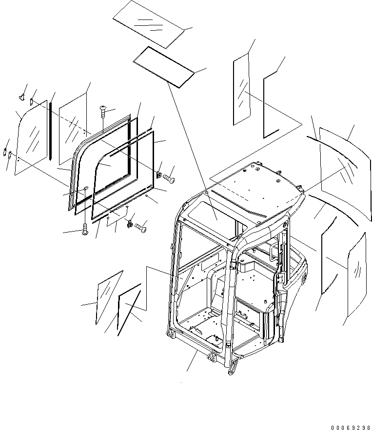 Схема запчастей Komatsu PC30MR-3 - КАБИНА (/8) (ОКНА) (ДЛЯ KAL)(№-) КАБИНА ОПЕРАТОРА И СИСТЕМА УПРАВЛЕНИЯ