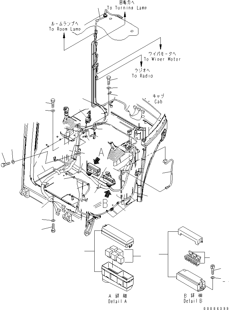 Схема запчастей Komatsu PC30MR-3 - КАБИНА (ЭЛЕКТР.) (ДЛЯ KAL)(№-) КАБИНА ОПЕРАТОРА И СИСТЕМА УПРАВЛЕНИЯ