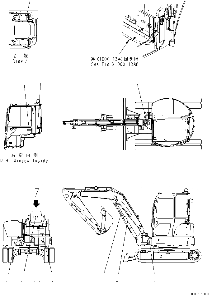 Схема запчастей Komatsu PC30MR-2-D - РУКОЯТЬ CRANE (МАРКИРОВКА) (С X-ВЕС) (КАБИНА) СПЕЦ. ОПЦИИ