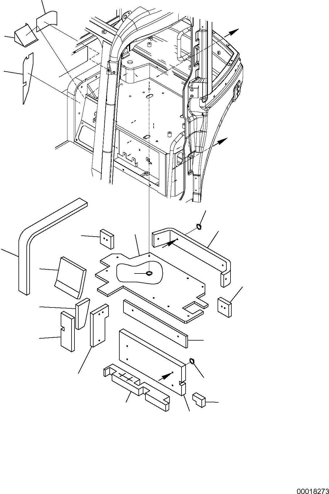 Схема запчастей Komatsu PC30MR-2 - SOUND-ЗАЩИТАING (ДЛЯ КАБИНЫ) ЧАСТИ КОРПУСА И КАБИНА