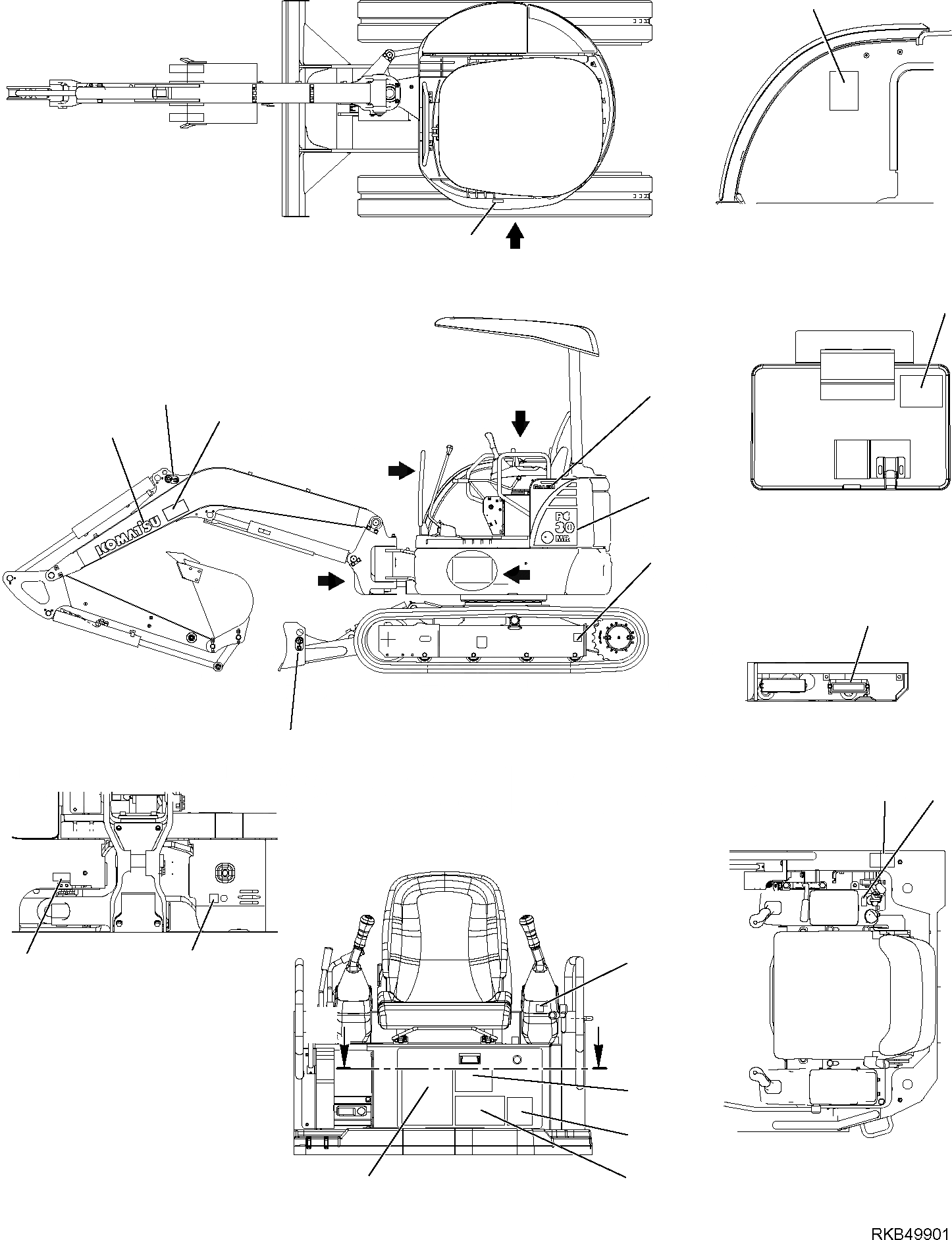 Схема запчастей Komatsu PC30MR-2 - МАРКИРОВКА (НАВЕС) (/) МАРКИРОВКА