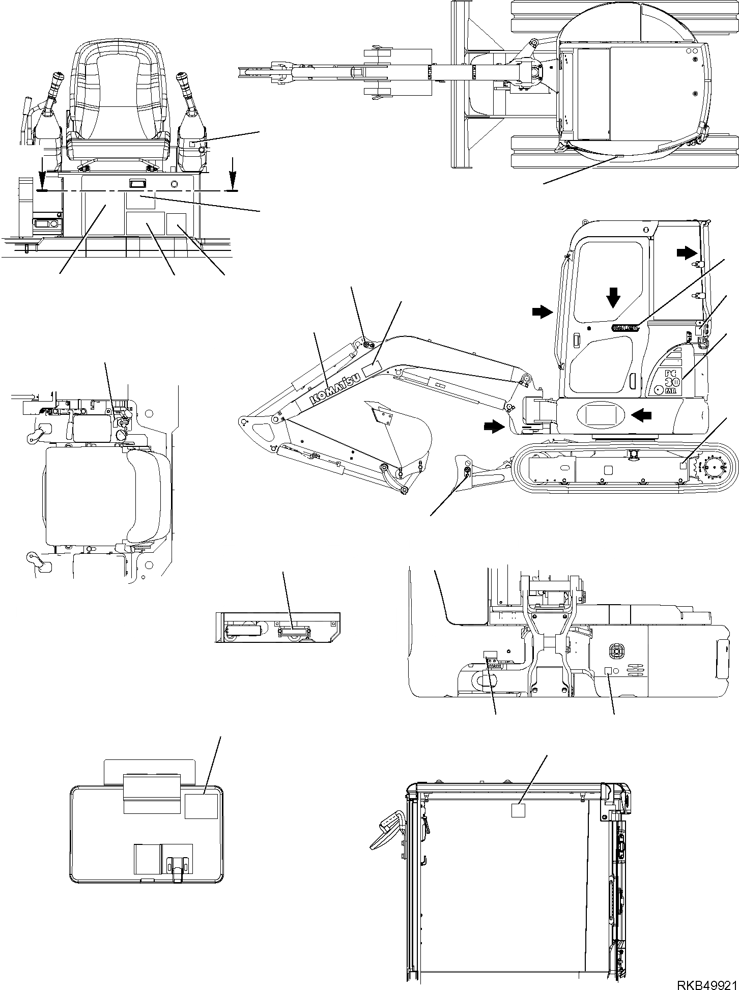 Схема запчастей Komatsu PC30MR-2 - МАРКИРОВКА (КАБИНА) (/) МАРКИРОВКА