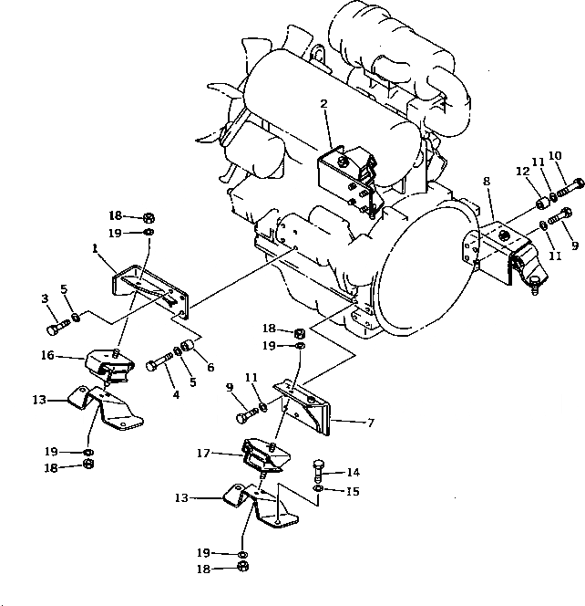 Схема запчастей Komatsu PC30R-7 - КРЕПЛЕНИЕ ДВИГАТЕЛЯ КОМПОНЕНТЫ ДВИГАТЕЛЯ